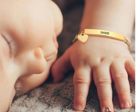 Customized Baby Name Bracelet - Premium Golden Engraved Kada for Kids