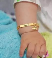 Customized Baby Name Bracelet - Premium Golden Engraved Kada for Kids