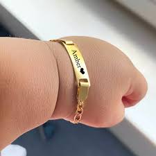 Customized Baby Name Bracelet - Premium Golden Engraved Kada for Kids