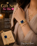 Luxury 3-Piece Gift Set for Her – Premium LED Stone Watch, Heart Pendant & Bracelet Combo