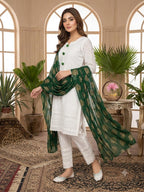 Independence Day Special – Free Khusa & Buttons | Cotton Chicken Kaari Embroidered 3-Piece Dress Set – Grand Bazar