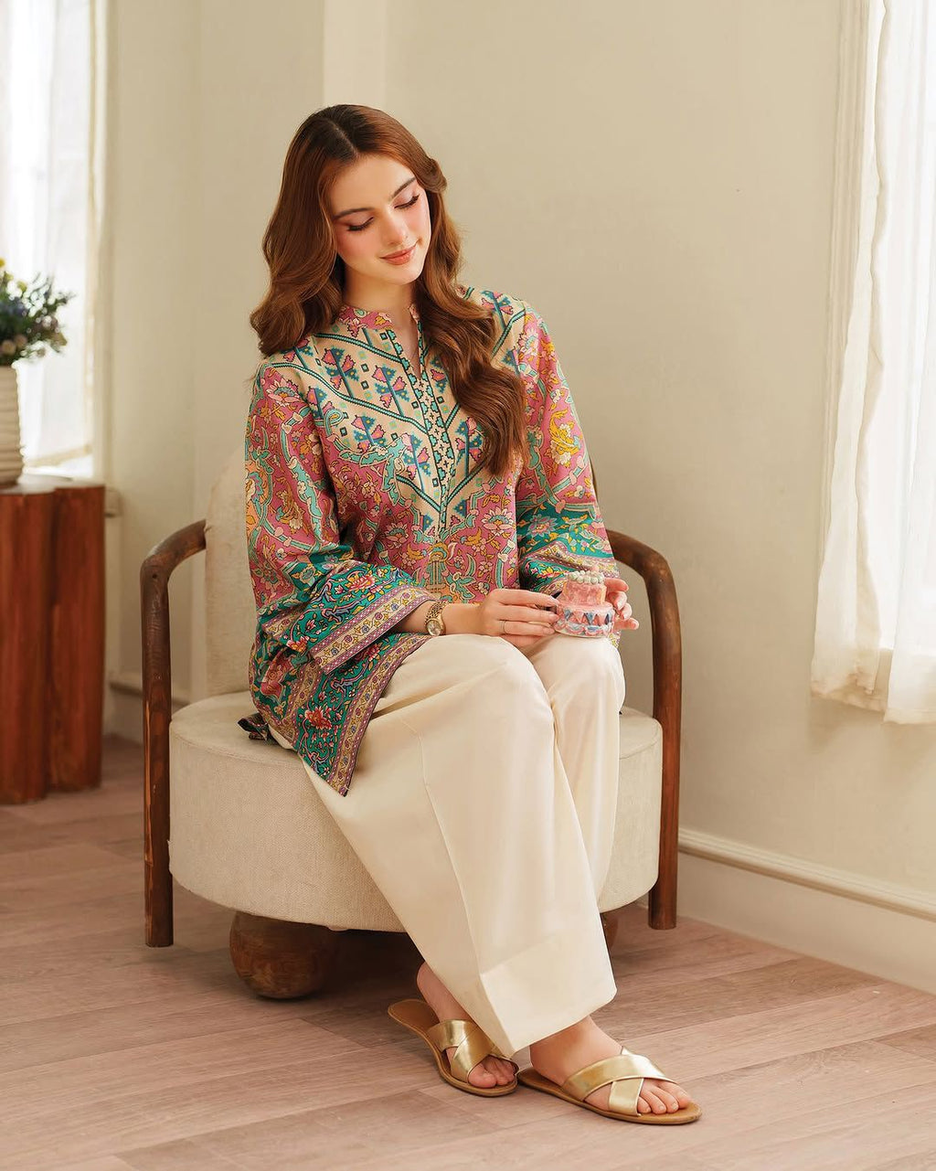 Trendy Printed Doria Lawn Cord-Set with Farshi Trouser