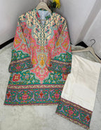 Trendy Printed Doria Lawn Cord-Set with Farshi Trouser