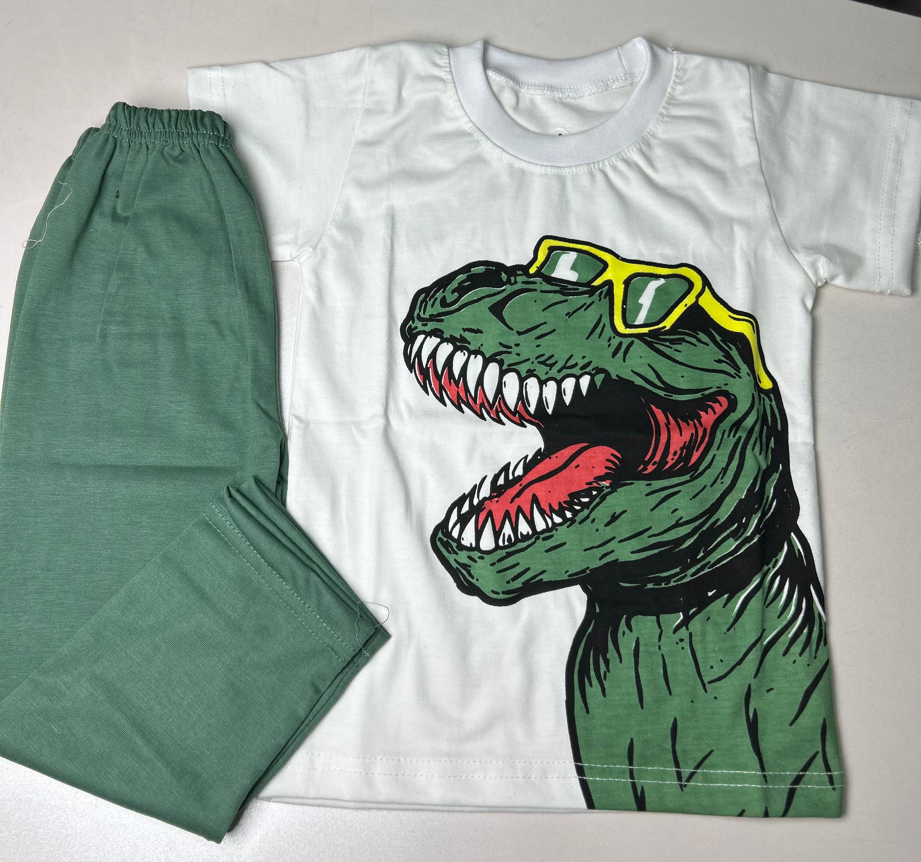 Boys Cool Dinosaur Printed T-Shirt & Trouser Set - Soft Jersey Summer Tracksuit