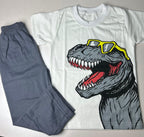 Boys Cool Dinosaur Printed T-Shirt & Trouser Set - Soft Jersey Summer Tracksuit