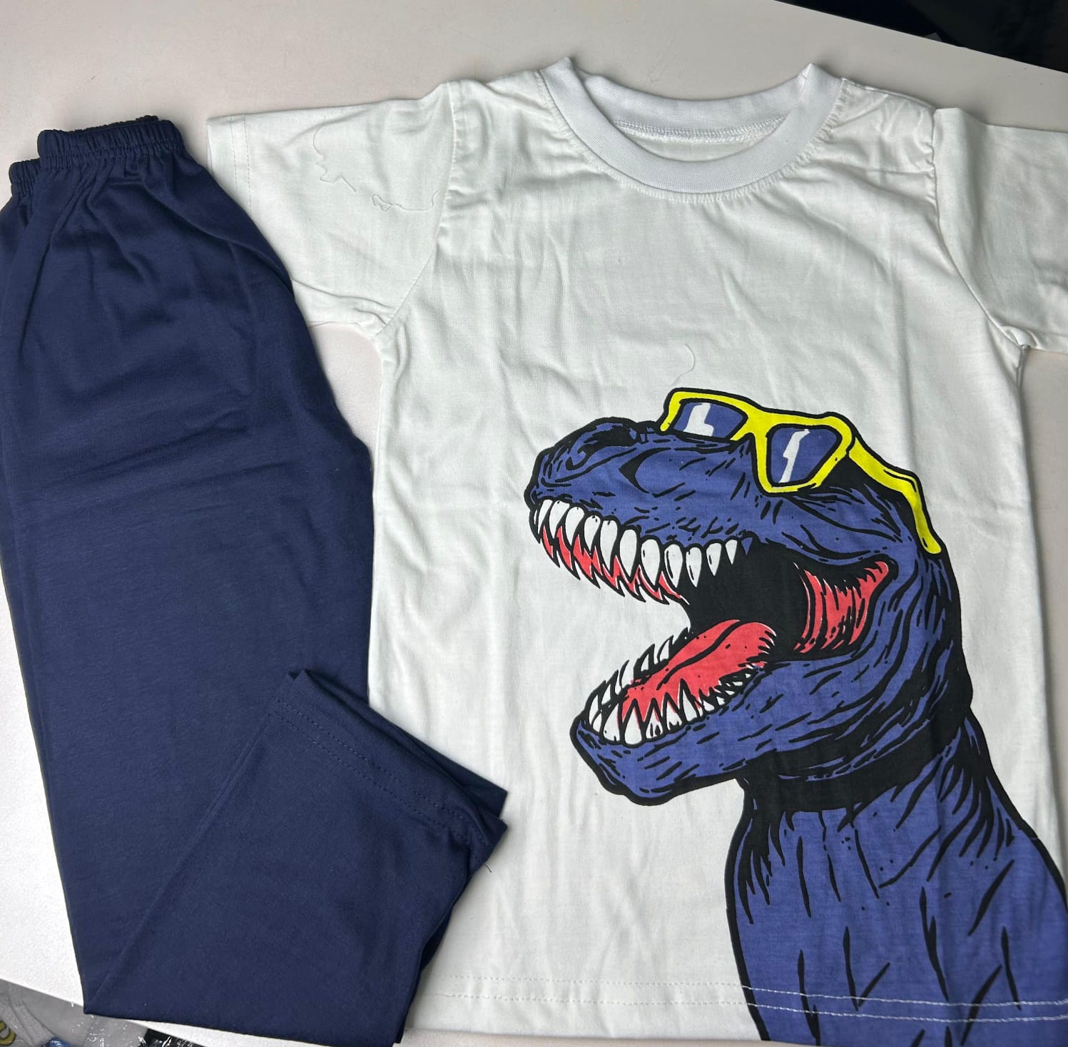 Boys Cool Dinosaur Printed T-Shirt & Trouser Set - Soft Jersey Summer Tracksuit