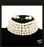 Fancy Multi-Layer Pearls Choker Set with Matching Earrings for Her – Grand Bazar