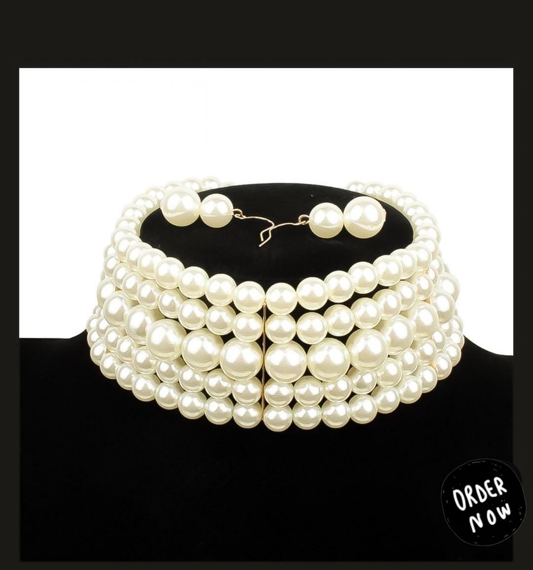 Fancy Multi-Layer Pearls Choker Set with Matching Earrings for Her – Grand Bazar