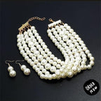 Fancy Multi-Layer Pearls Choker Set with Matching Earrings for Her – Grand Bazar