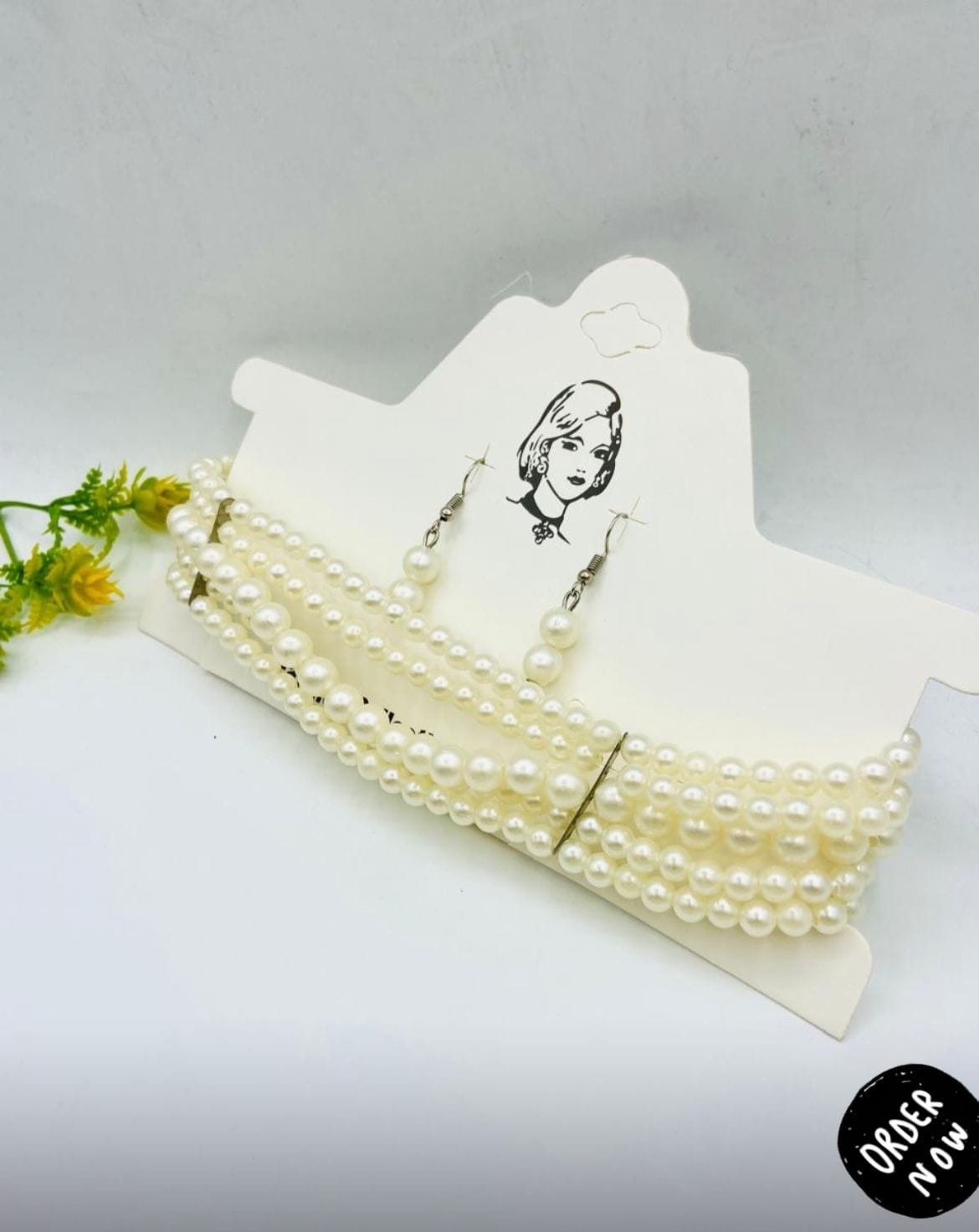 Fancy Multi-Layer Pearls Choker Set with Matching Earrings for Her – Grand Bazar