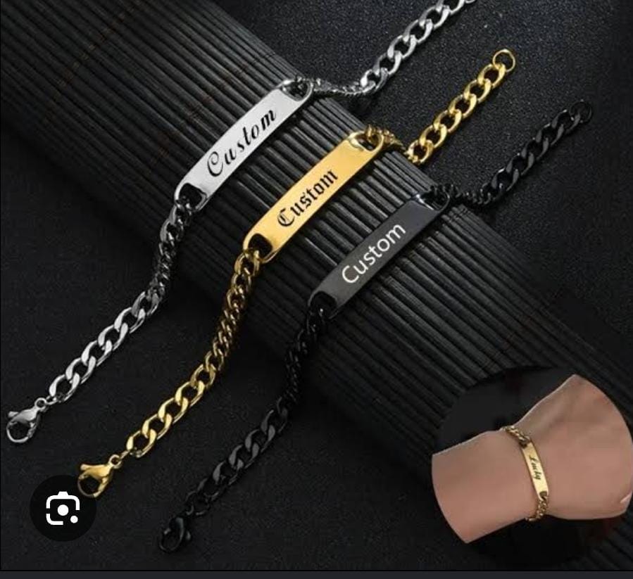 Personalized Custom Name Chain Bracelet – Premium Stainless Steel (Silver, Gold, Black)