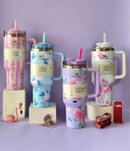 Stanley Floral Tumbler 40 oz - Stainless Steel Vacuum Insulated Travel Mug with Handle & Straw