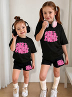 Trendy "Girl Power" Baby Girls PJ Set – Cotton Jersey T-Shirt & Shorts Loungewear