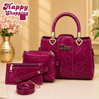 Elegant Marble Texture 3-Piece Handbag Set – Premium Shoulder & Crossbody Bag