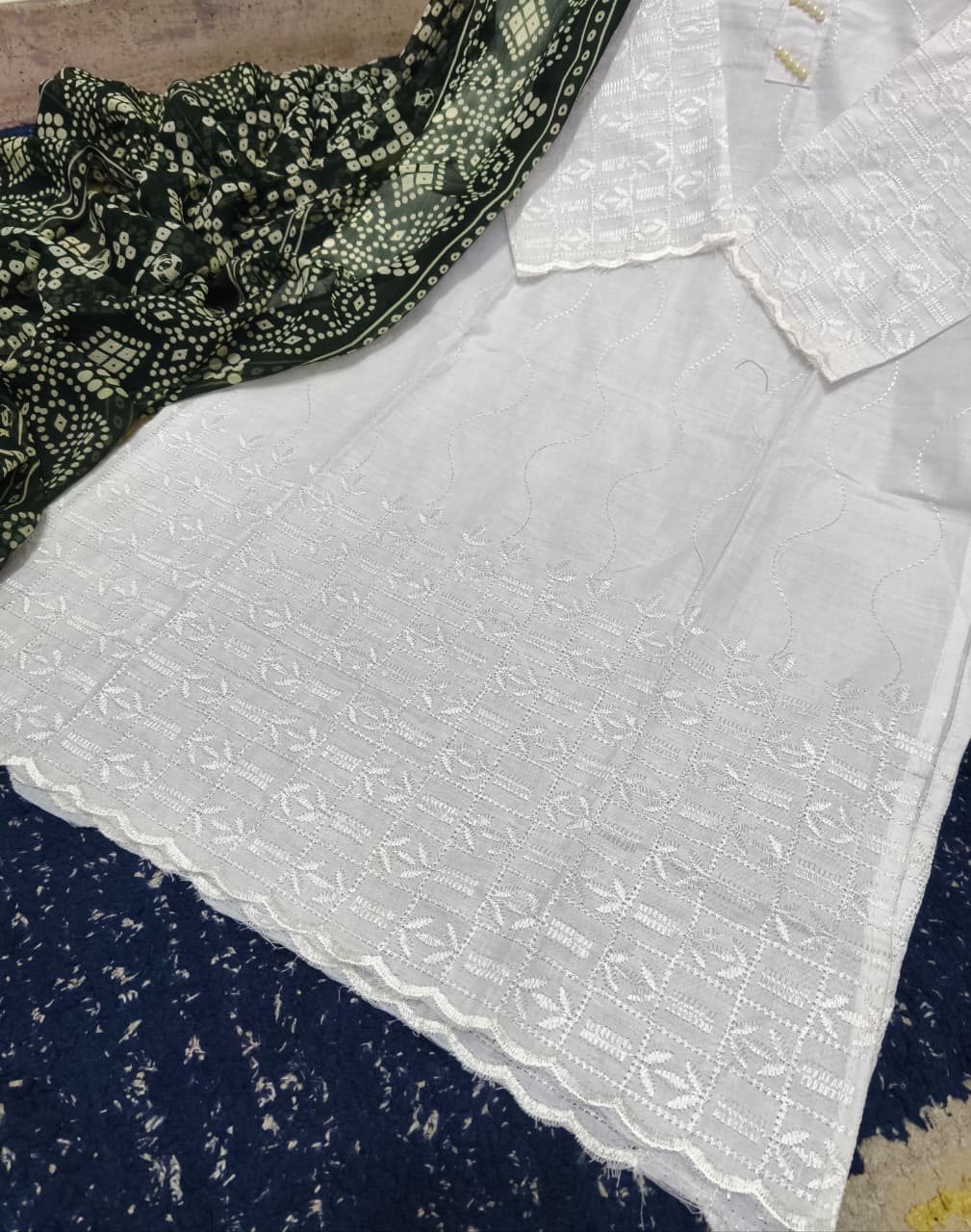 Heavy Embroidery Chicken Kari 3-Piece Suit – Premium Soft Cotton Outfit with Chundri Dupatta