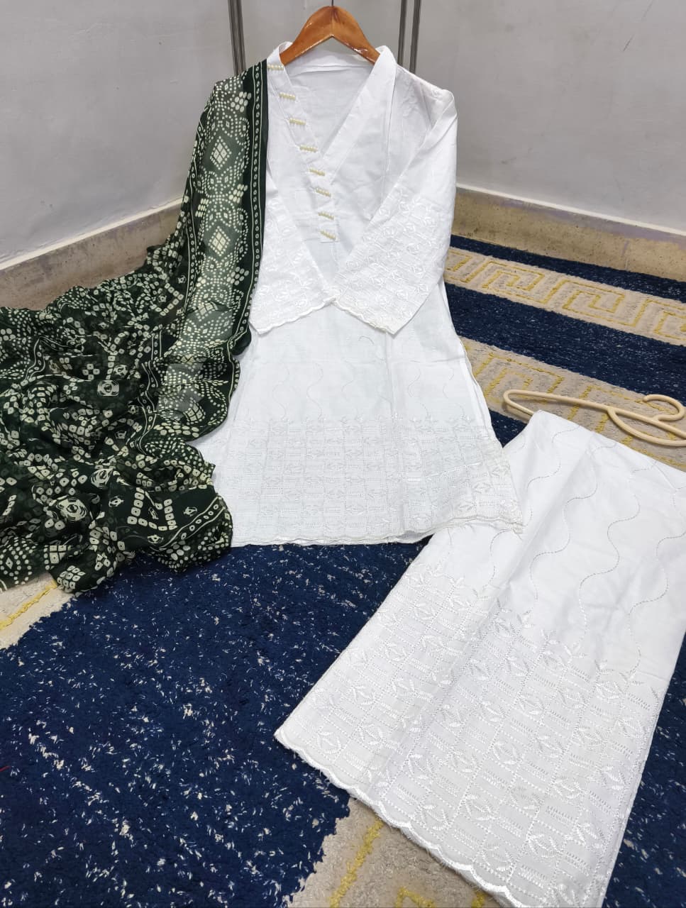 Heavy Embroidery Chicken Kari 3-Piece Suit – Premium Soft Cotton Outfit with Chundri Dupatta