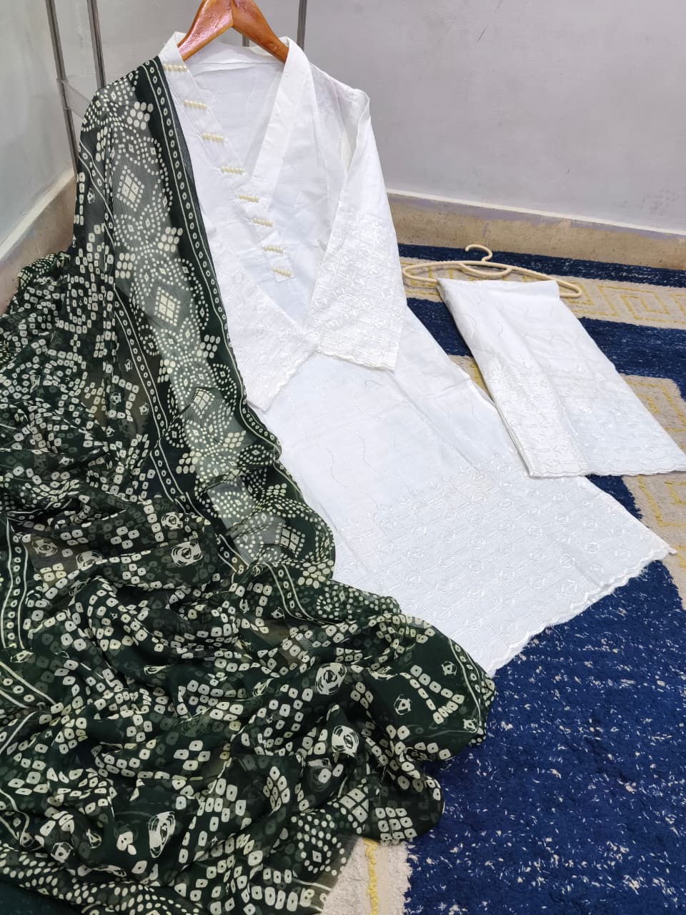 Heavy Embroidery Chicken Kari 3-Piece Suit – Premium Soft Cotton Outfit with Chundri Dupatta