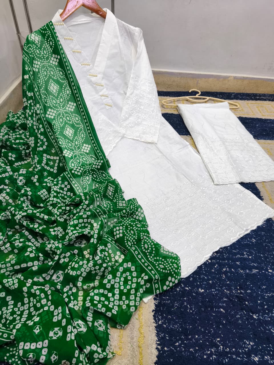 Heavy Embroidery Chicken Kari 3-Piece Suit – Premium Soft Cotton Outfit with Chundri Dupatta