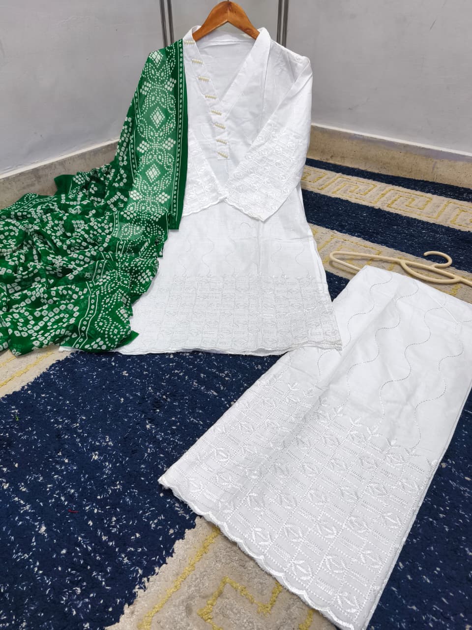 Heavy Embroidery Chicken Kari 3-Piece Suit – Premium Soft Cotton Outfit with Chundri Dupatta