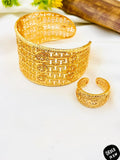 Fancy Gold Plated Manjoos Ring & Kara Set for Women - Premium Quality
