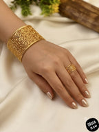 Fancy Gold Plated Manjoos Ring & Kara Set for Women - Premium Quality