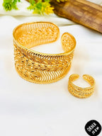 Fancy Gold Plated Manjoos Ring & Kara Set for Women - Premium Quality