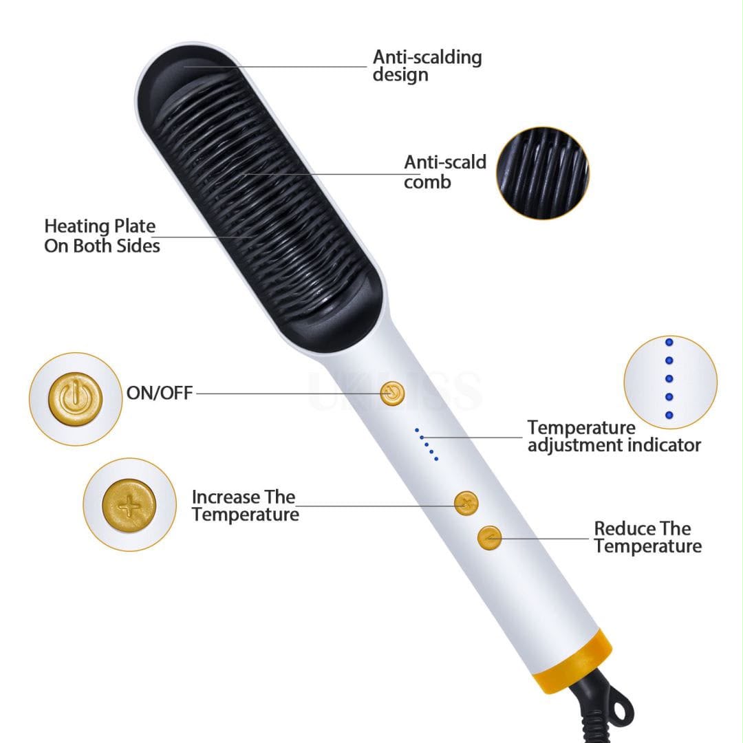 909 Multifunctional Hair Straightener Brush | Professional Ceramic Heating Comb