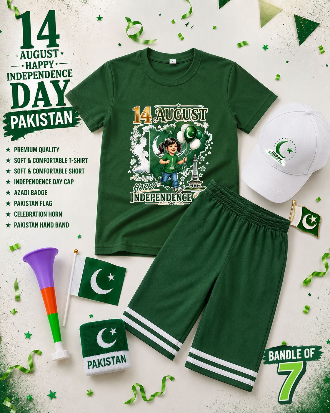 Pack of 7 Deal | Kids 14 August Independence Day Special | Jashn-e-Azadi Kids Suit