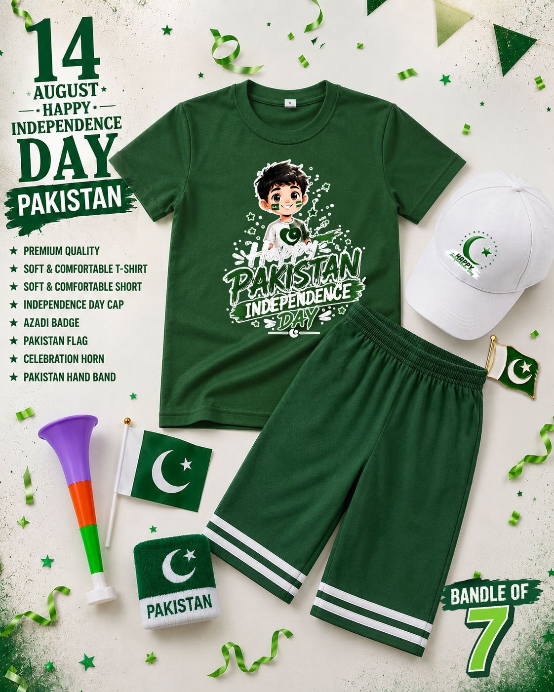 Pack of 7 Deal | Kids 14 August Independence Day Special | Jashn-e-Azadi Kids Suit