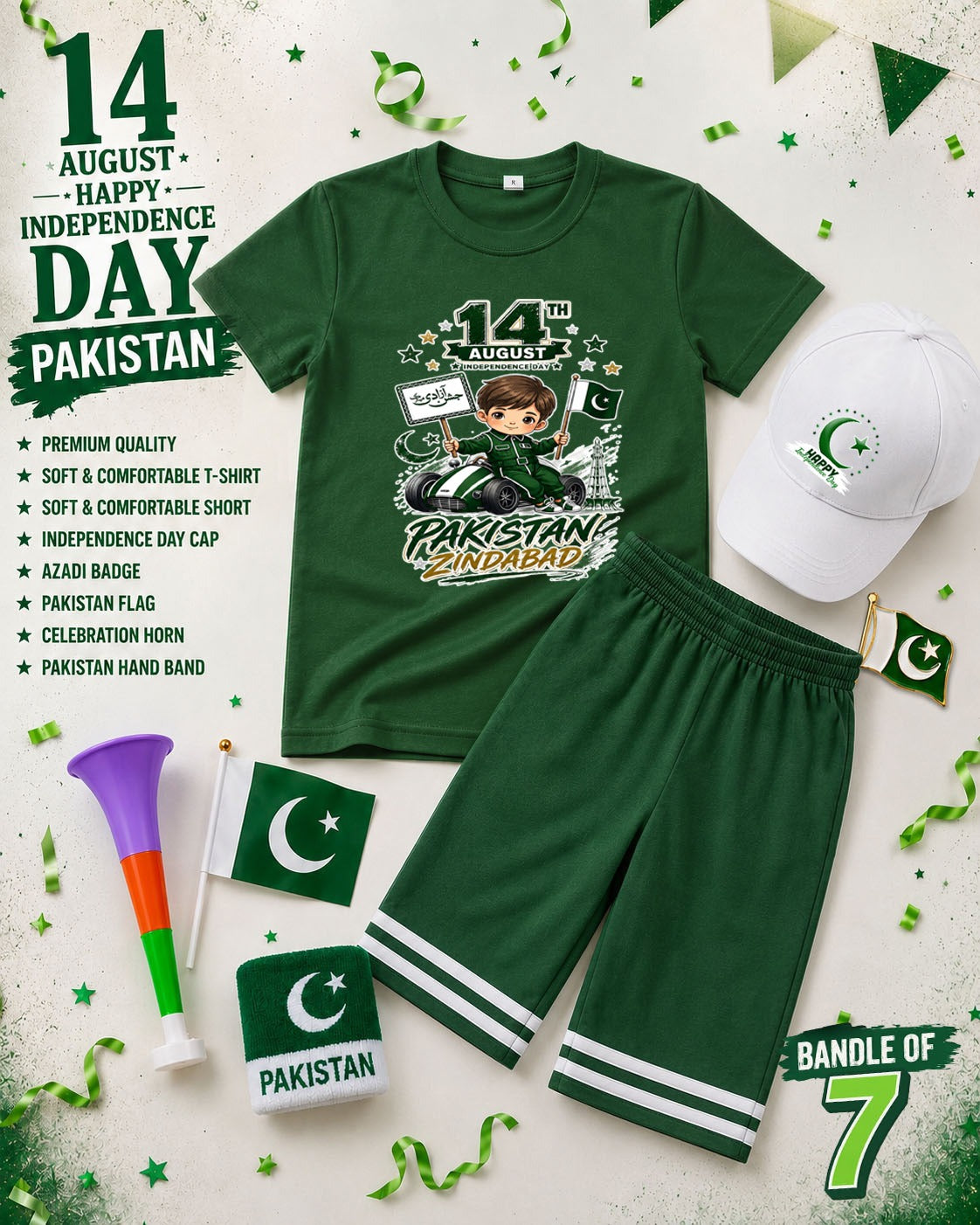 Pack of 7 Deal | Kids 14 August Independence Day Special | Jashn-e-Azadi Kids Suit
