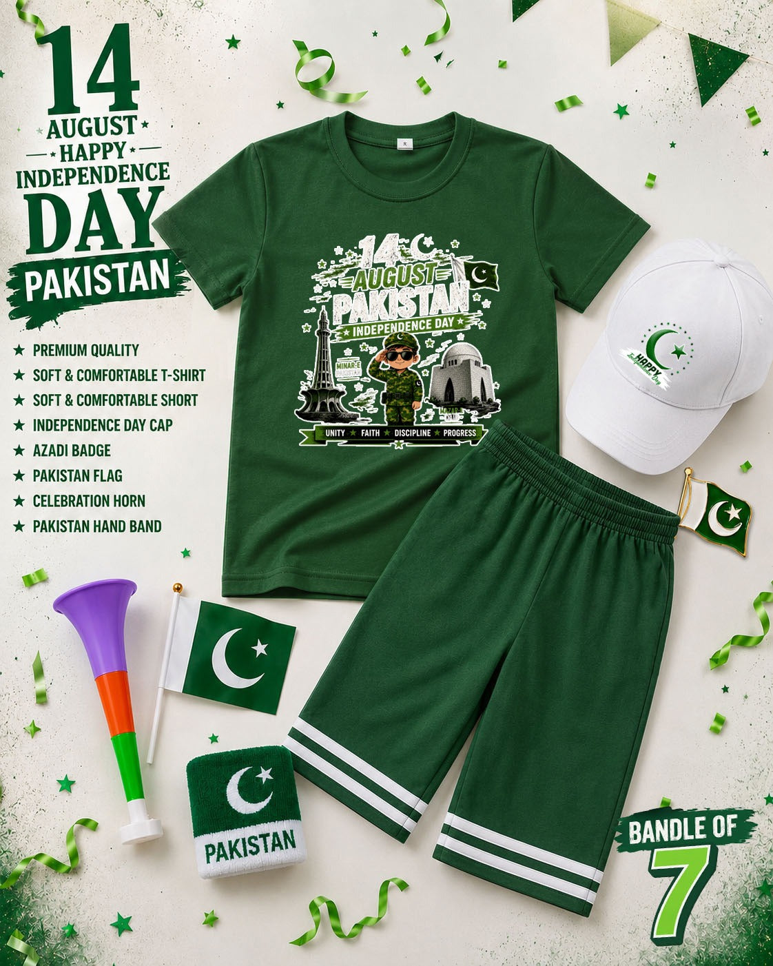 Pack of 7 Deal | Kids 14 August Independence Day Special | Jashn-e-Azadi Kids Suit