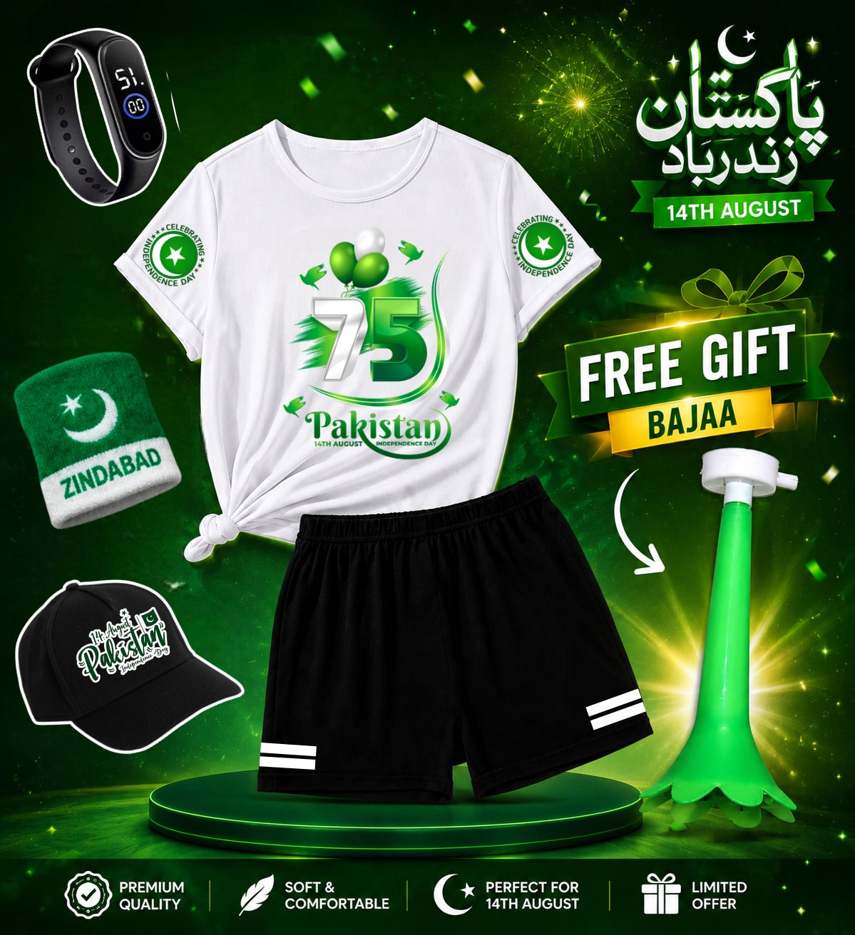 Pack of 5 Deal | Summer 14 August Special Kids | Jashn-e-Azadi Celebration Suit