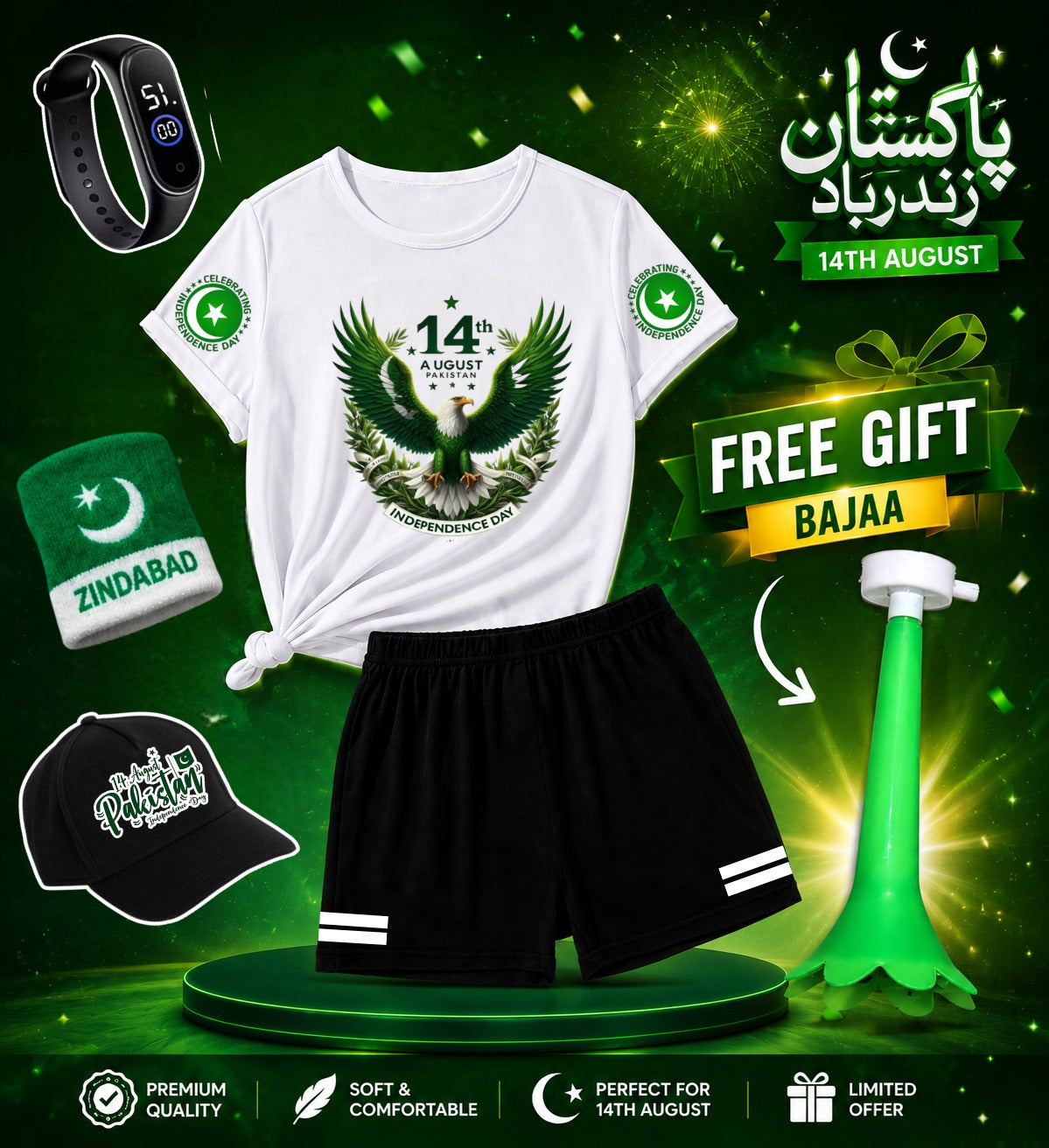 Pack of 5 Deal | Summer 14 August Special Kids | Jashn-e-Azadi Celebration Suit