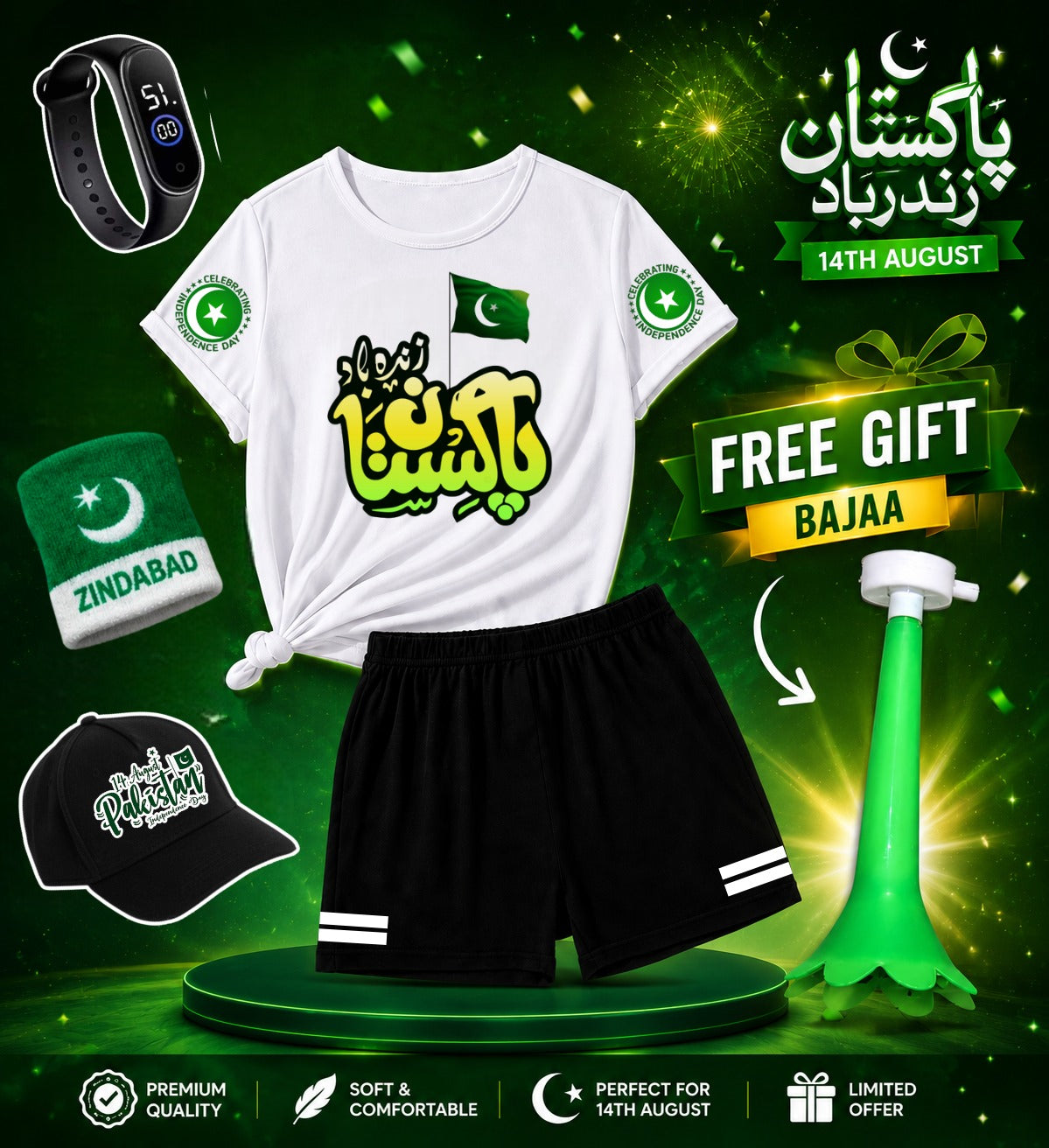 Pack of 5 Deal | Summer 14 August Special Kids | Jashn-e-Azadi Celebration Suit