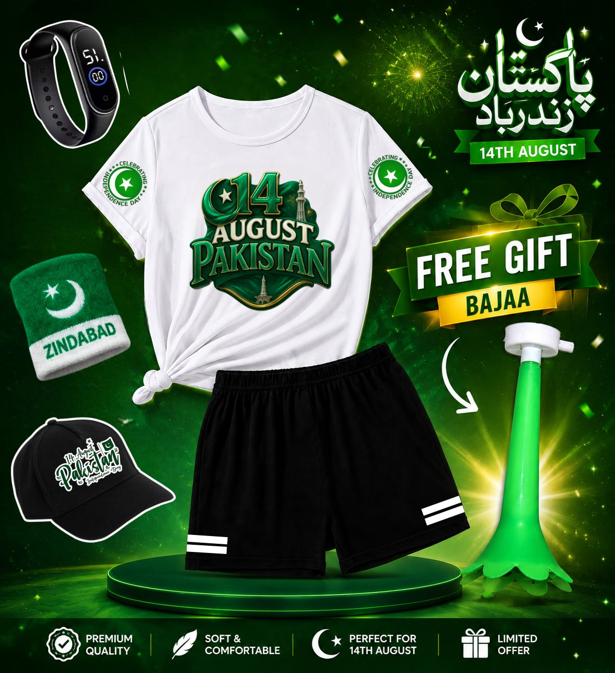 Pack of 5 Deal | Summer 14 August Special Kids | Jashn-e-Azadi Celebration Suit