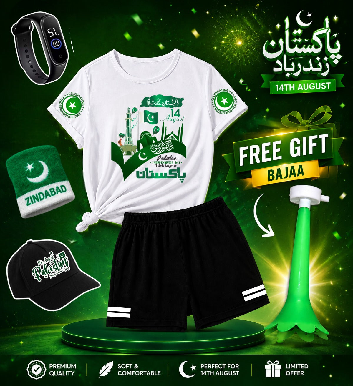 Pack of 5 Deal | Summer 14 August Special Kids | Jashn-e-Azadi Celebration Suit