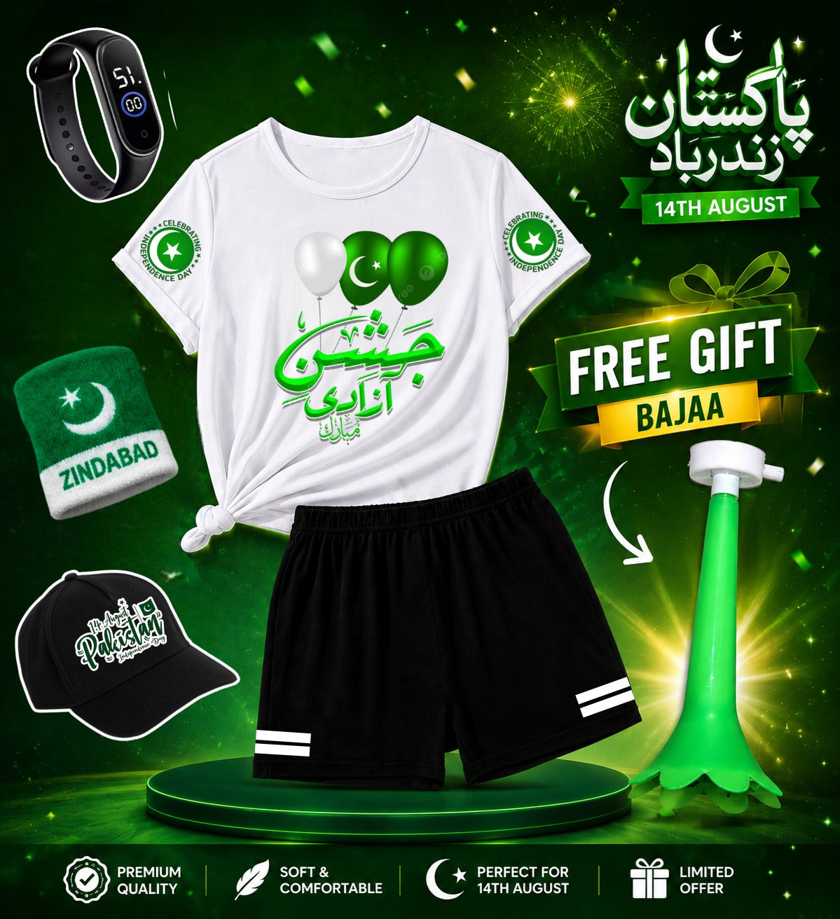 Pack of 5 Deal | Summer 14 August Special Kids | Jashn-e-Azadi Celebration Suit