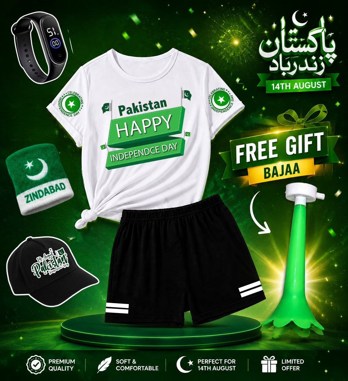 Pack of 5 Deal | Summer 14 August Special Kids | Jashn-e-Azadi Celebration Suit