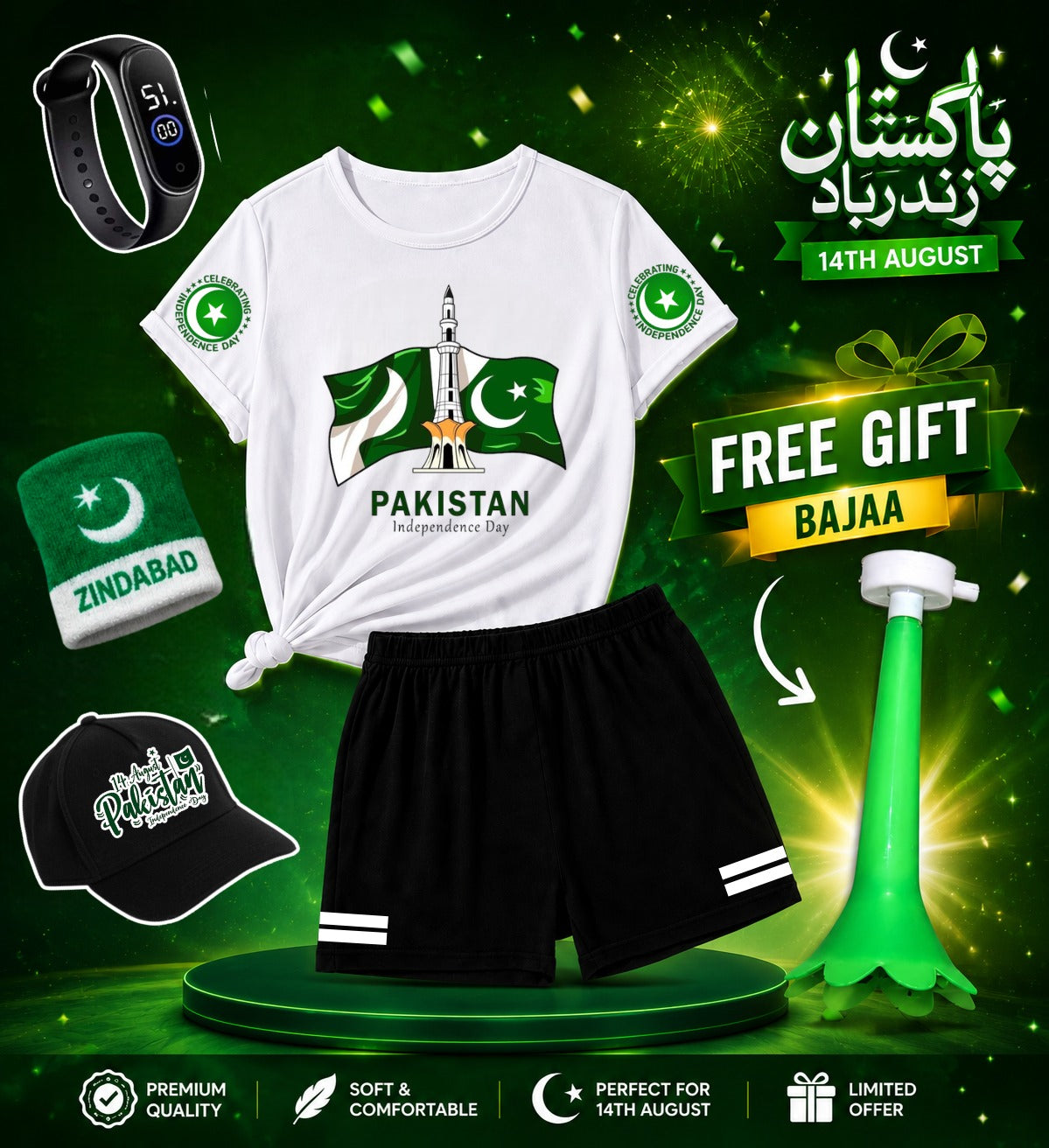 Pack of 5 Deal | Summer 14 August Special Kids | Jashn-e-Azadi Celebration Suit
