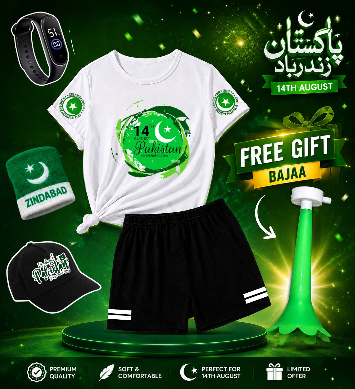 Pack of 5 Deal | Summer 14 August Special Kids | Jashn-e-Azadi Celebration Suit