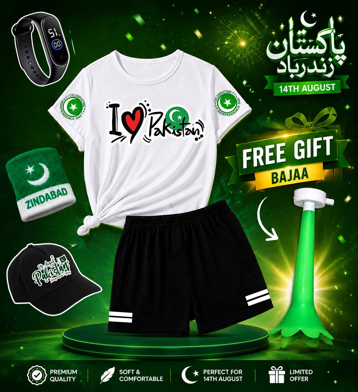 Pack of 5 Deal | Summer 14 August Special Kids | Jashn-e-Azadi Celebration Suit