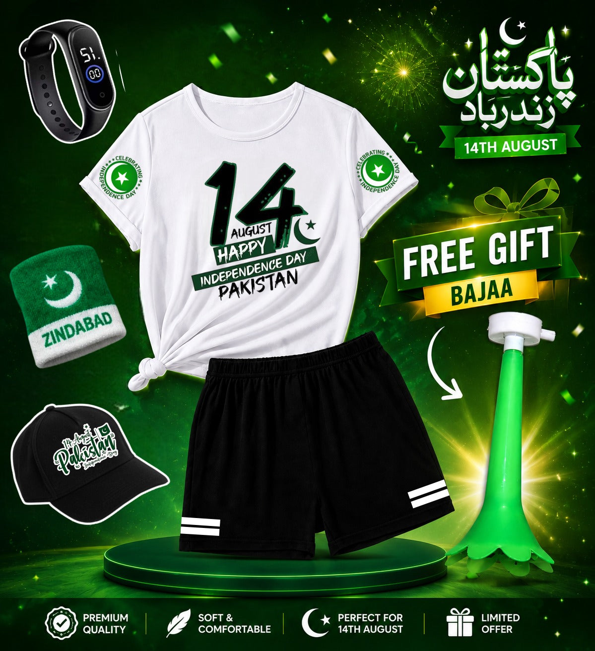 Pack of 5 Deal | Summer 14 August Special Kids | Jashn-e-Azadi Celebration Suit