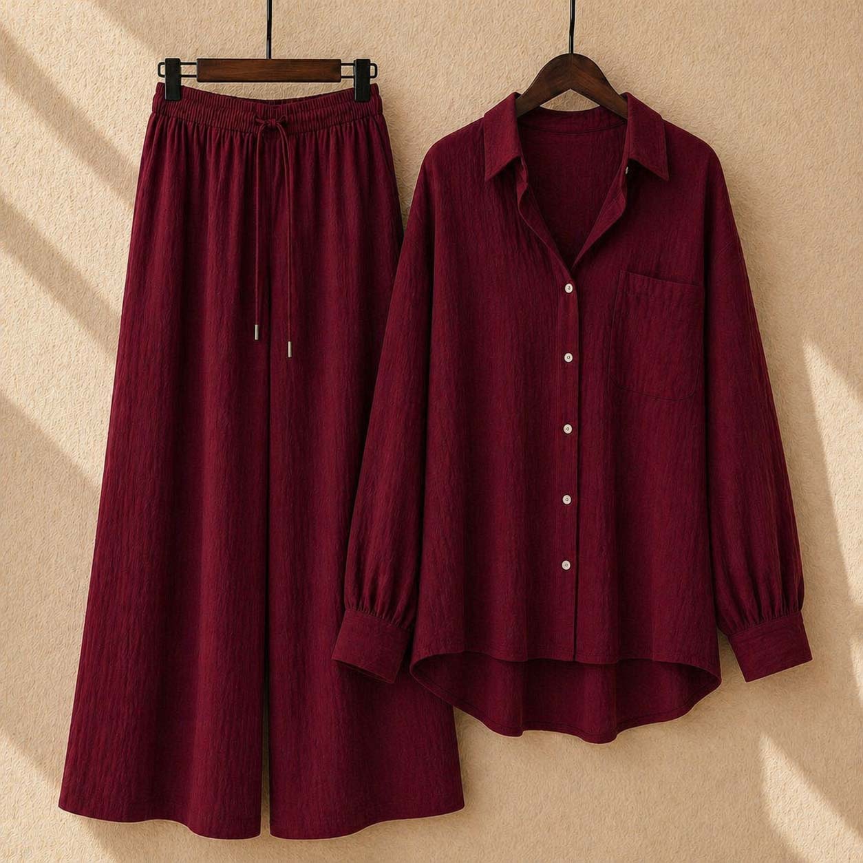 Western Shirt Style 2-Piece Stitched Co-Ord Set – China Self Lining Cotton