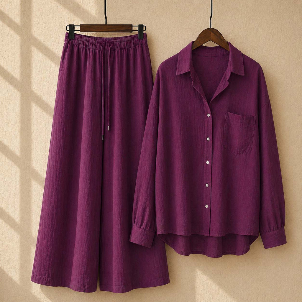 Western Shirt Style 2-Piece Stitched Co-Ord Set – China Self Lining Cotton
