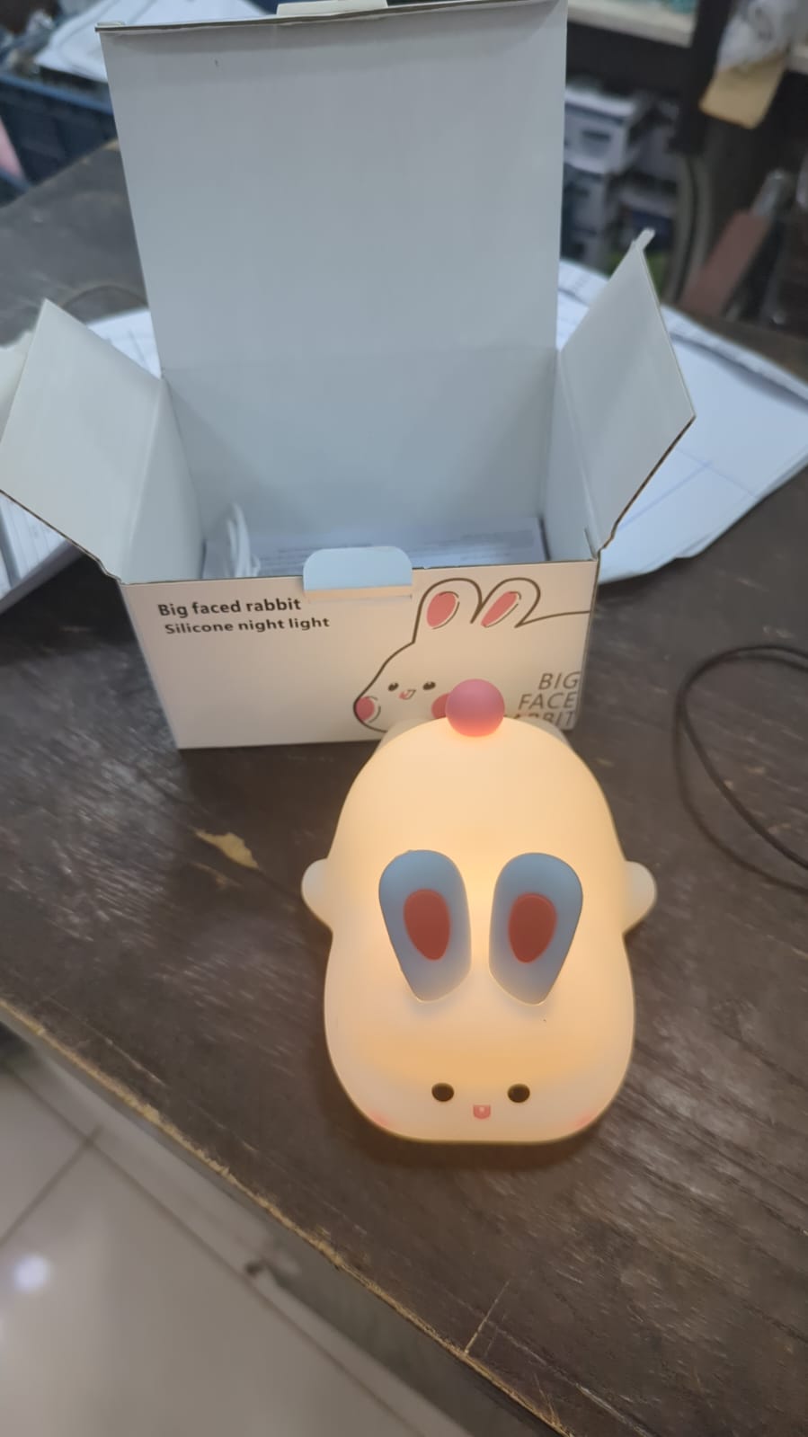 Cute Silicone Rechargeable Rabbit Night Light - Tap Control RGB Lamp with Sleep Timer