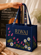 Riwaj Women's Big Size Printed Canvas Tote Bag – Large Shoulder Bag with Long Handles