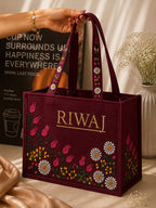 Riwaj Women's Big Size Printed Canvas Tote Bag – Large Shoulder Bag with Long Handles