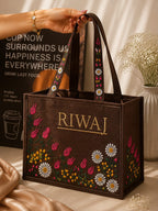 Riwaj Women's Big Size Printed Canvas Tote Bag – Large Shoulder Bag with Long Handles