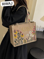 Riwaj Women's Big Size Printed Canvas Tote Bag – Large Shoulder Bag with Long Handles