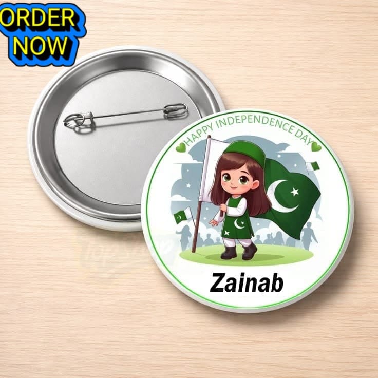 Pack of 2 – Customised 14th August Pin Badges (56mm) High Quality Independence Day Badges